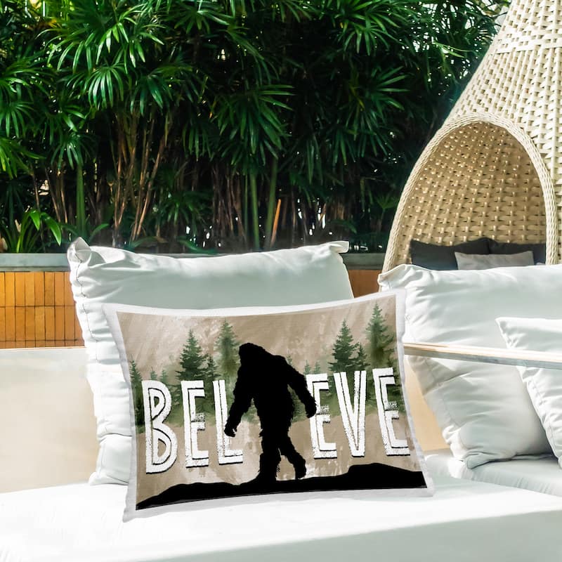 Stupell Believe Rustic Mythical Creature Printed Outdoor Throw Pillow Design by Nicole DeCamp