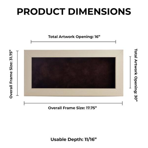 16x30 Inch Frame Example 16x30 Shadow Box Frame White Washed Wood | 3/4