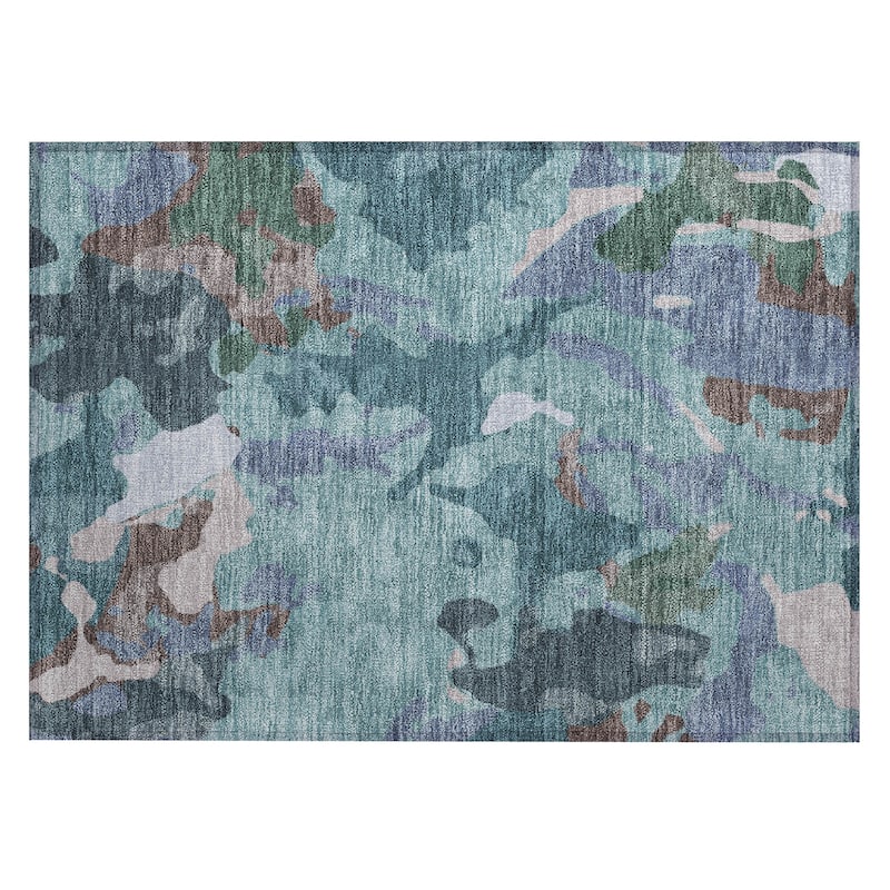 Machine Washable Indoor/Outdoor Modern Brushstrokes Chantille Rug