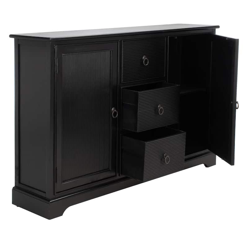 SAFAVIEH Carolyne Distressed White 2 Door 3-Drawer Sideboard. - 45" W x 11" D x 30" H - 45Wx11Dx30H