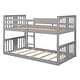 preview thumbnail 7 of 12, Twin Over Twin Bunk Bed with Built-in Ladder and Guardrail, Grey