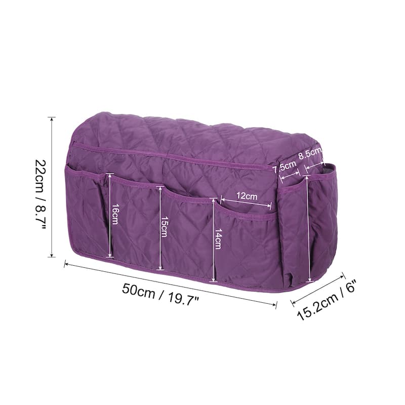 Sofa Armrest Organizer with 14 Pockets for Cell Phone Magazines - Purple