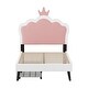 preview thumbnail 6 of 6, Twin Size Upholstered Princess Bed With Crown Headboard and 2 Drawers