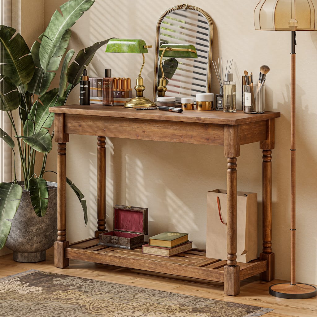 COZAYH Farmhouse Wood Console Table 43" Hallway Table, Vintage Foyer Tables For Living Room, Industrial Sofa Table for Entryway