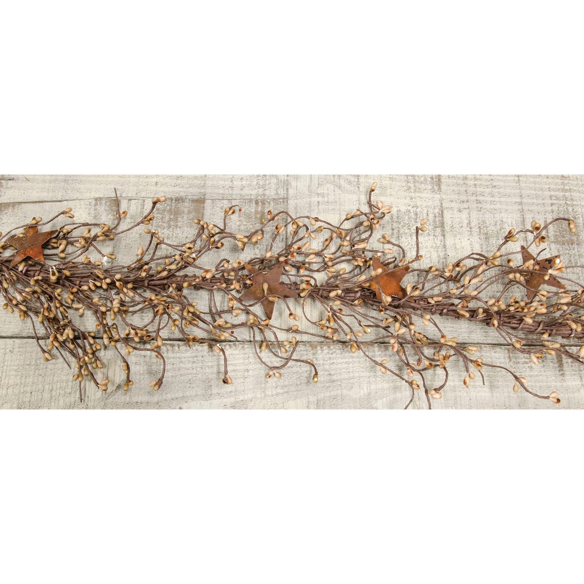 Pip Berry Garland With Stars Teastain 40" - Tan - 40 inches