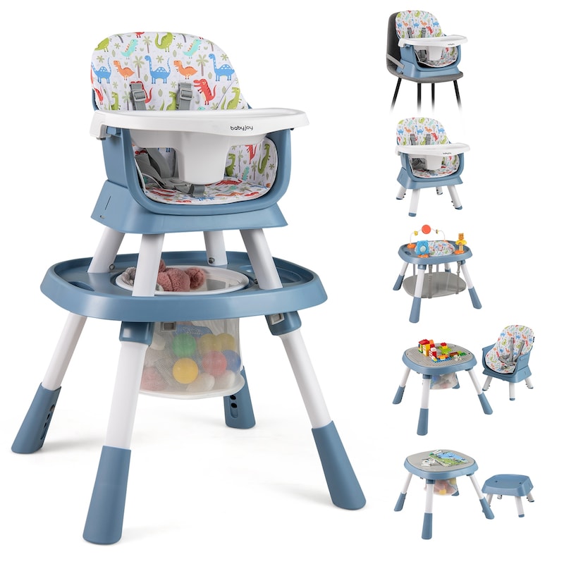 Gymax 16-in-1 Baby High Chair w/ Activity Center Booster Seat Building - Blue