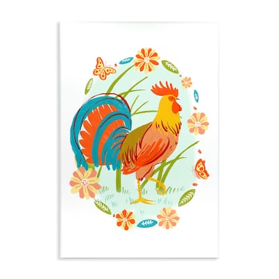 Stupell Rooster with Butterflies Border Wall Plaque Art Design By Hannah Moren