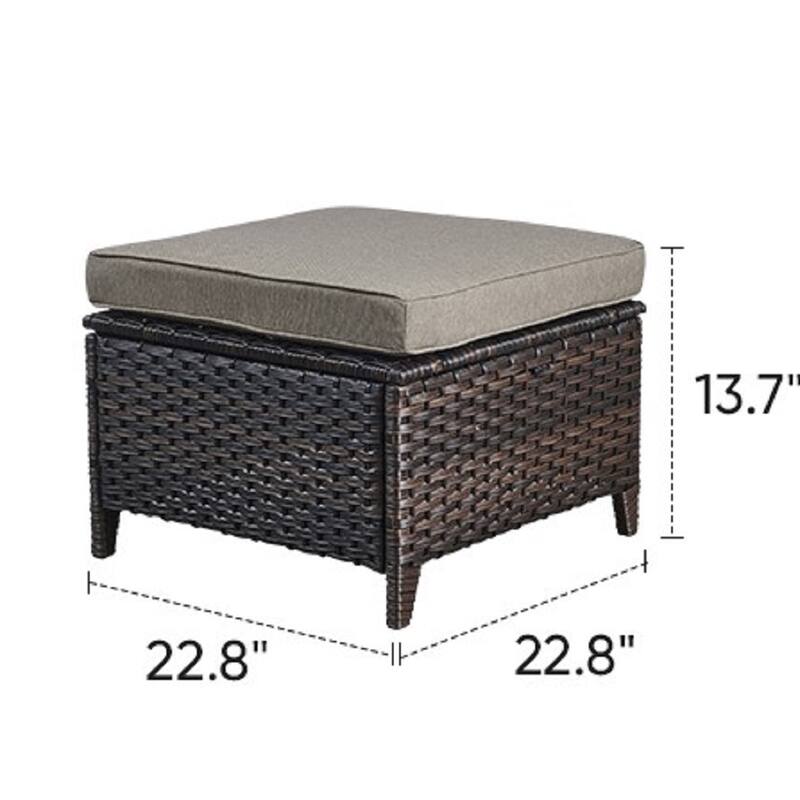 Gymojoy 2 Piece Outdoor Ottoman Wicker Patio Ottomans