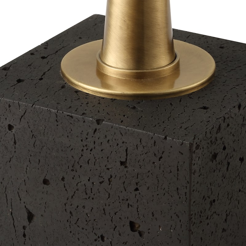 Floor Lamp with Tapered Shade - 66" - Antique Brass Finish