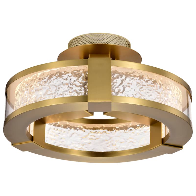 Darrow - 13 Inch LED Semi Flush - Vintage Brass - Acrylic Panels - Vintage Brass