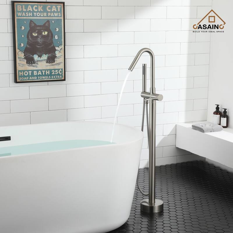 CASAINC Freestanding Single-Handle Bathtub Faucet with Hand Shower