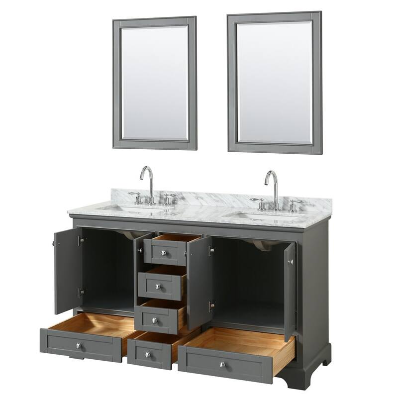 Wyndham Collection Deborah 60" Free Standing Double Vanity Set with