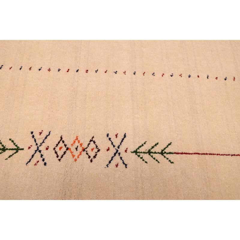 ECARPETGALLERY Hand Loomed Kashkuli Gabbeh Ivory Wool Rug - 5'1 x 7'0