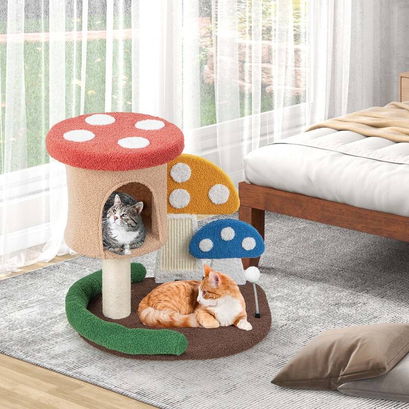 Costway 23.5 Inch Tall Mushroom Cat Activity Center with Scratching - See Details