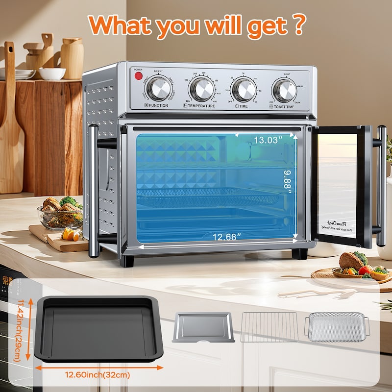 Anmytek 26QT Extra-Large French Double-Door Air Fryer Oven - 7-in-1 Toaster Oven with 7 Preset Menus, 1700W