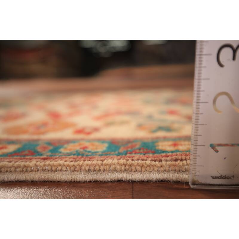 Floral Kazak Foyer Rug Hand-Knotted Yellow Wool Carpet - 2'0" x 3'0"