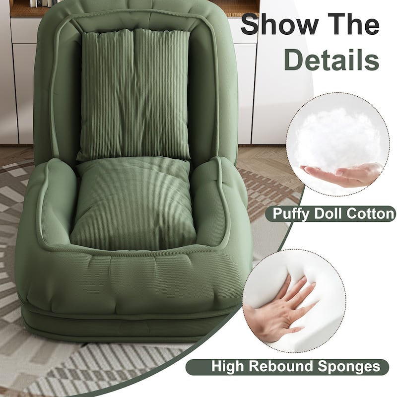Upholstered Human & Dog Shared Sofa Bed, 5-Position Adjustable Foldable Lounger with Pillows