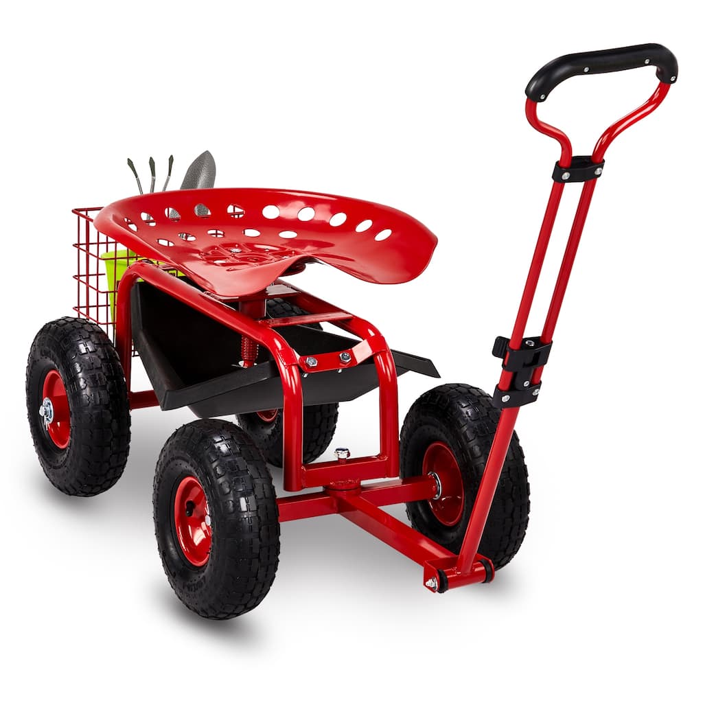Rolling Garden Work Seat with Wheels, Garden Scooter with 360 Degree Swivel Seat - 35 x 17.7 x 22.4
