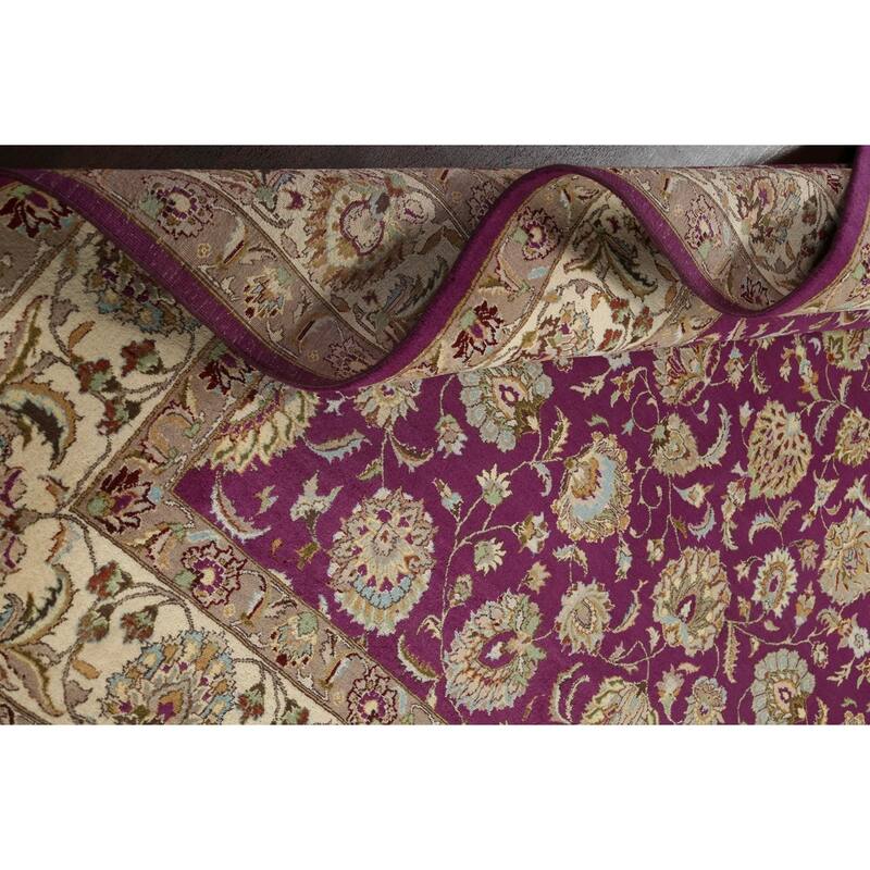 Wool/ Silk Vegetable Dye Floral Oriental Tabriz Area Rug Hand-knotted - 8'1" x 10'4"