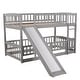preview thumbnail 4 of 5, Gray Pine Wood Bunk Bed with Convertible Slide, Ladder, Fence Door