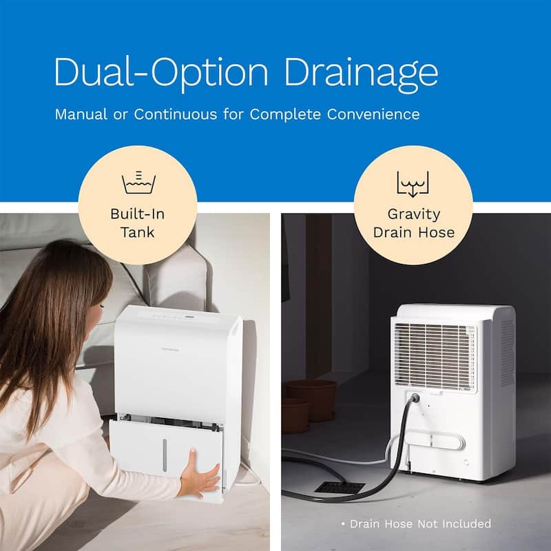 hOmeLabs 50 Pint Wi-Fi Dehumidifier for up to 7,000 Sq Ft Rooms (MAX 120 Pint at 95°F, 90% RH) - for Large Rooms and Basements