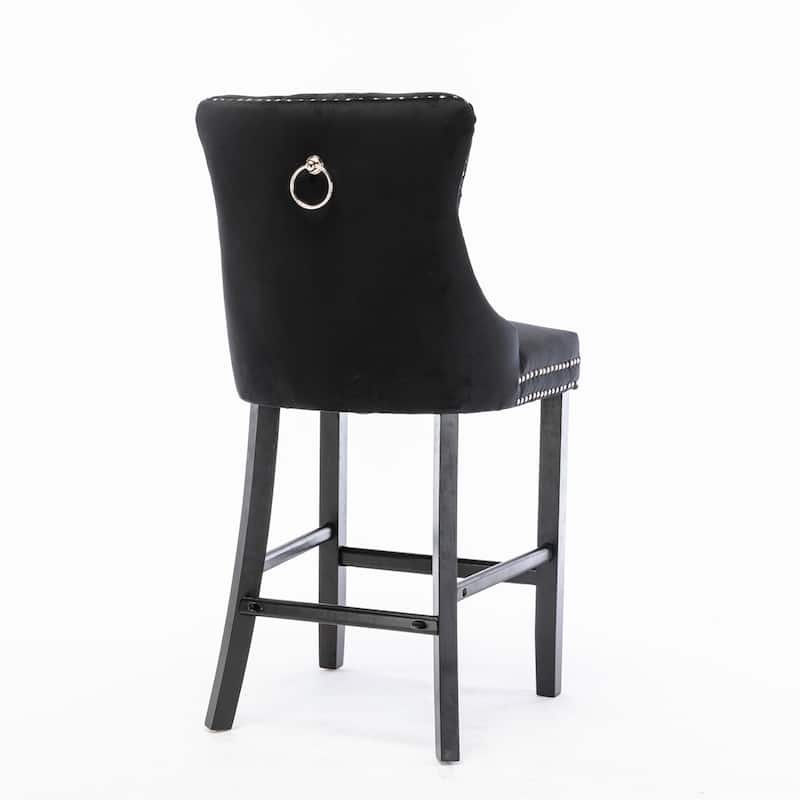 Contemporary Velvet Upholstered Barstools,Set of 2
