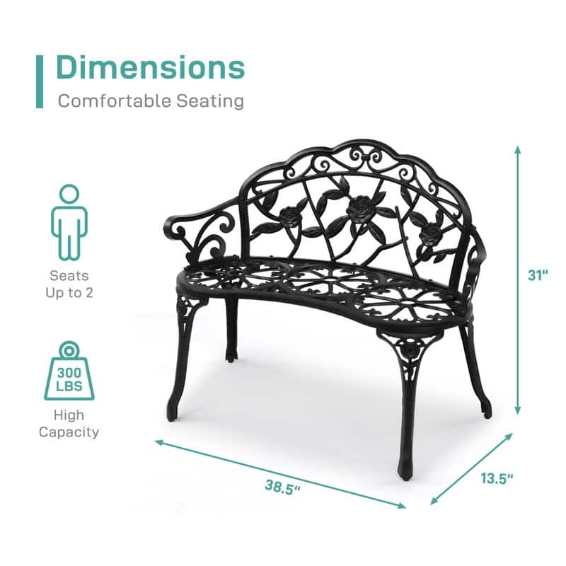 Outdoor Bronze Finish Cast Aluminum Bench