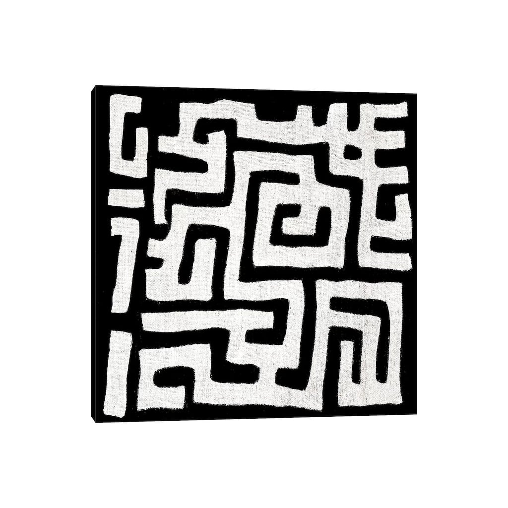 iCanvas "Mudcloth Black Geometric Design I" by Ellie Roberts Canvas Print
