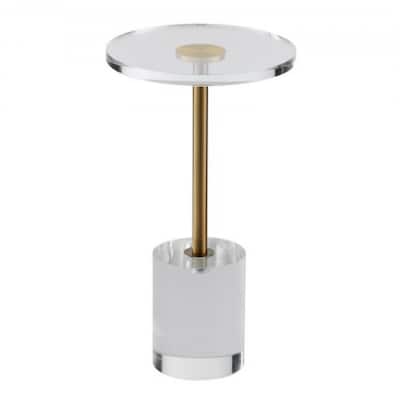 Clear Acrylic Round Side End Table with Solid Base Suitable for Any Small Space - 11.9” x 21.4”