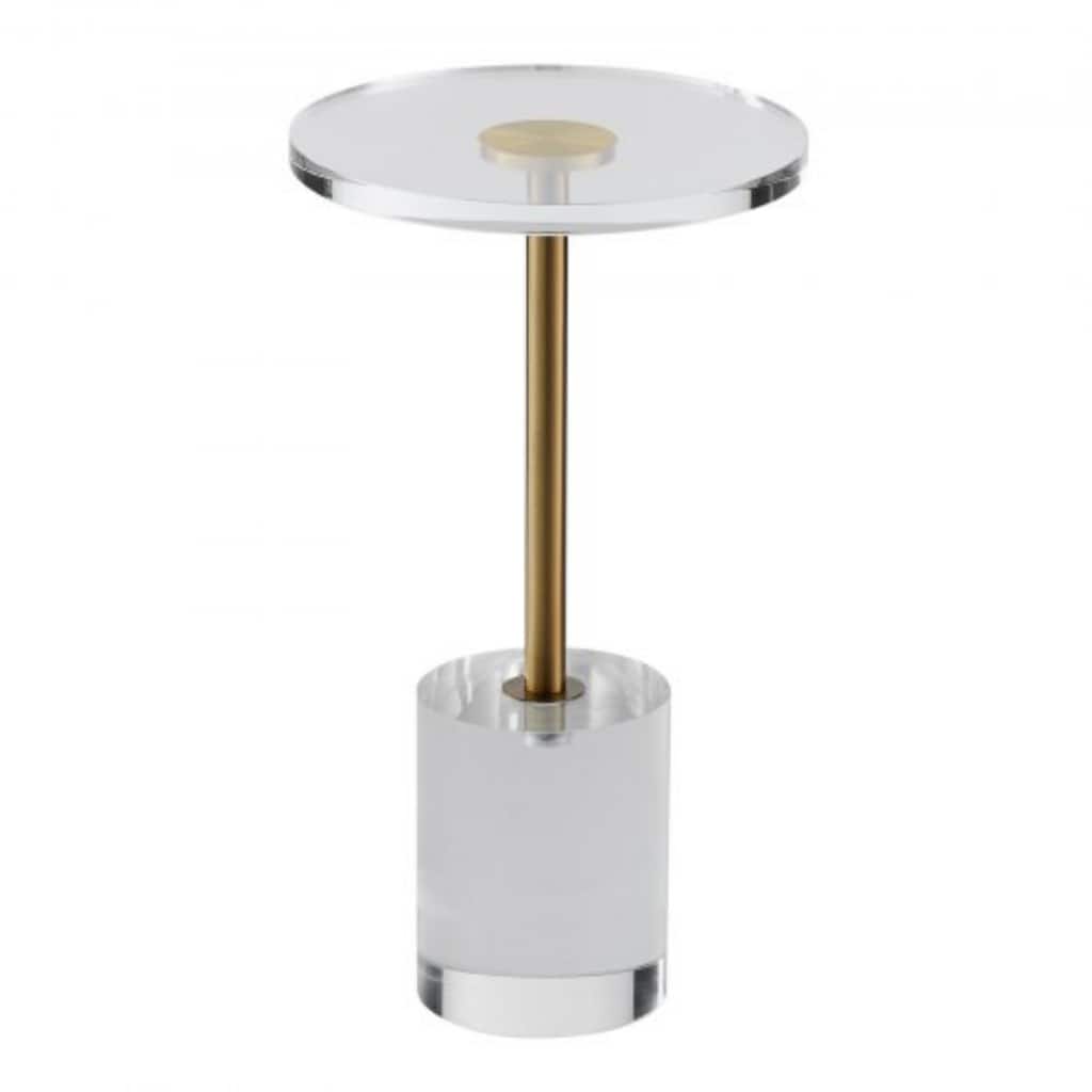 Clear Acrylic Round Side End Table with Solid Base Suitable for Any Small Space - 11.9” x 21.4”