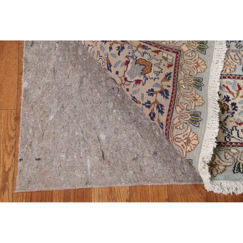 Hand Knotted Oriental 100% Wool Carpet Traditional Floral Greys & Charcoal Kashan Area Rug - 9' 6'' X 6' 6''