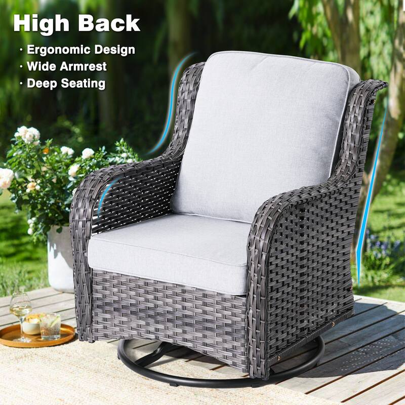 OVIOS 7-piece Patio Wicker Swivel Chairs Set