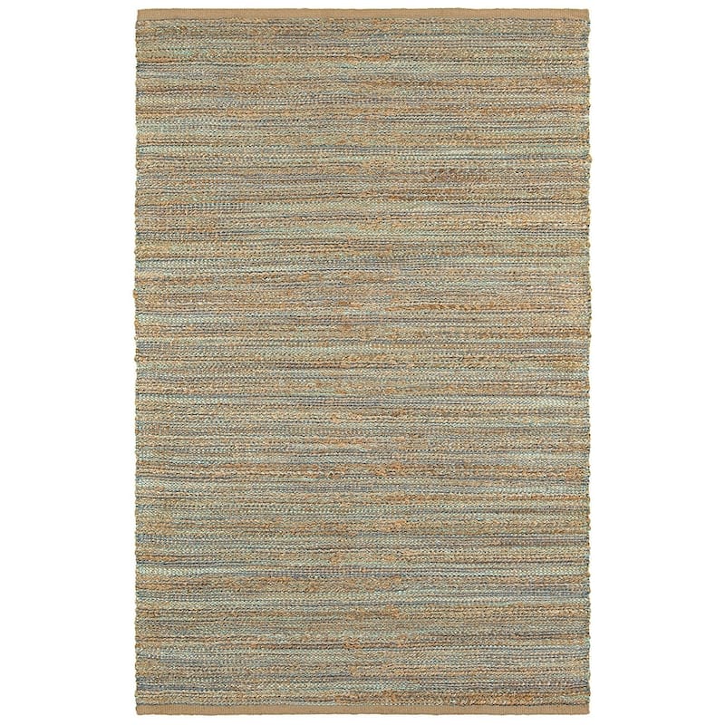 Sevita Organic Jute Geometric Area Rug, Tan and Teal