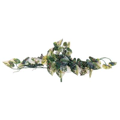 Vickerman 15" Artificial Green Hanging Variegated Leaves Vine. Includes two pieces per bag.