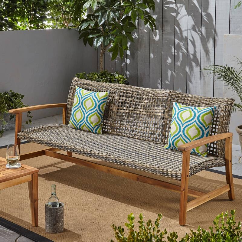 Wicker Acacia Wood Sofa Outdoor Seating with Large Capacity