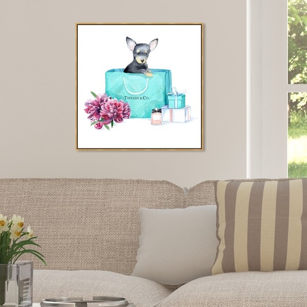 Oliver Gal 'acqua chic chihuahua' Animals Wall Art Framed Canvas