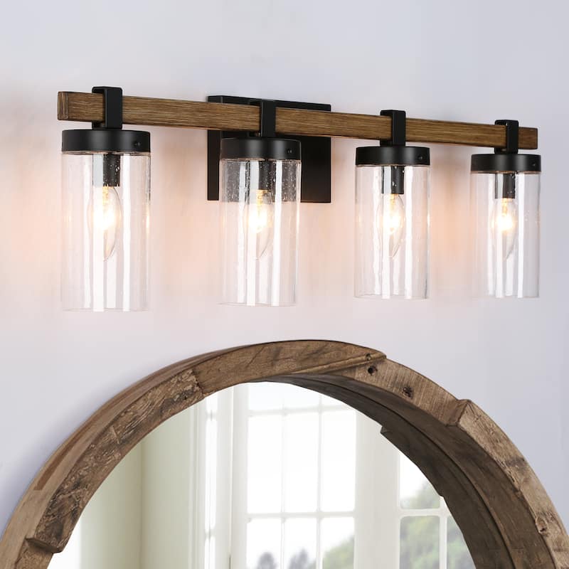 Fora Modern Farmhouse Glass Bathroom Vanity Light Dimmable Wall Sconce - 4-Light