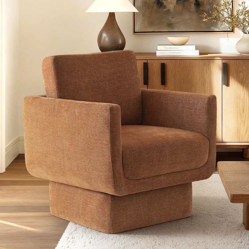 Upholstered Swivel Barrel Accent Chair(Set of 2)