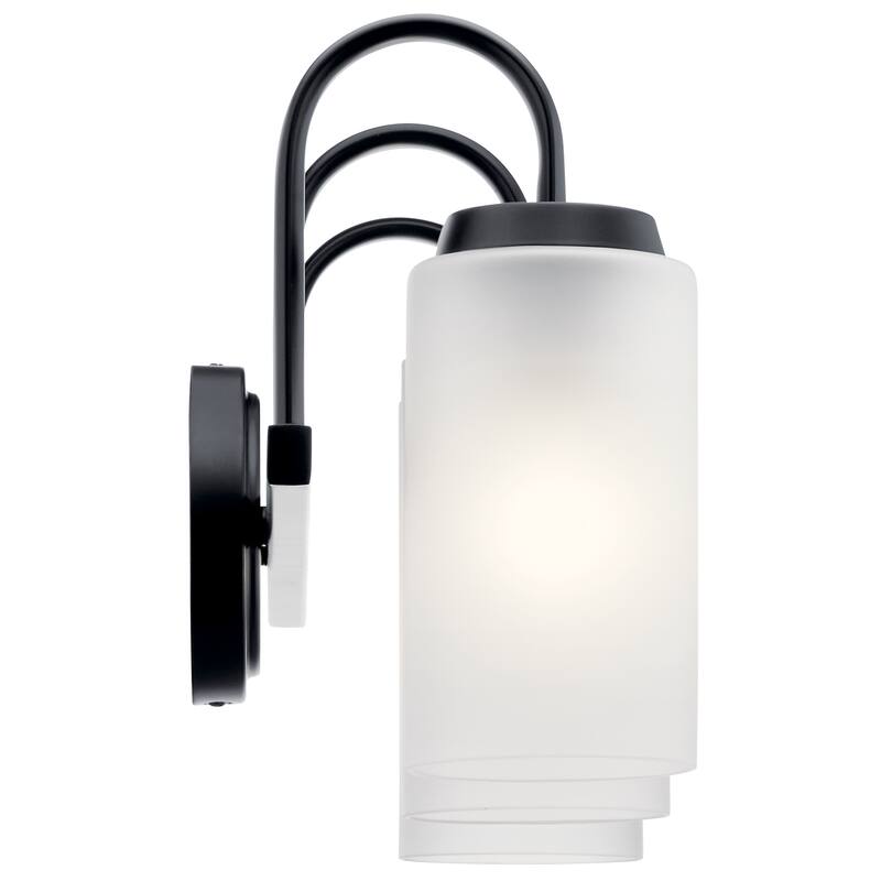 Kichler Lighting Kennewick 3-Light Vanity Light Black with Etched Glass