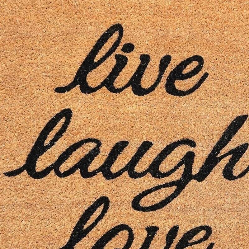 HomeRoots 24" X 36" Brown Black And Yellow Floral Live Laugh Love Outdoor Coir Door Mat - 24.00' X '36.00