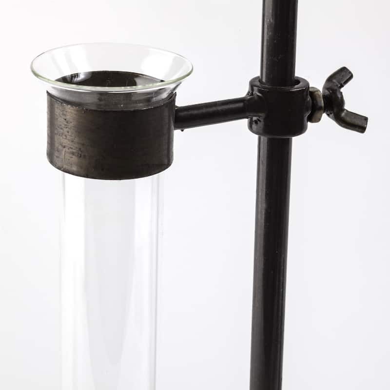 Set of 2 Modern Dark Brown Metal Table Vases Abstract Cylinder Decorative Accents for Living Room