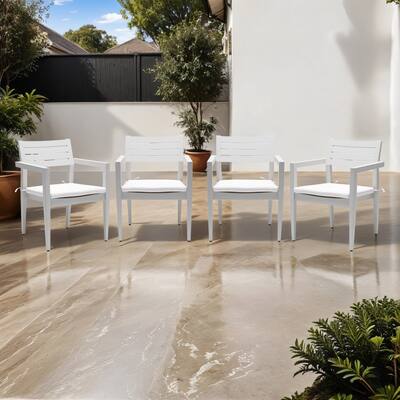 Outdoor Patio Aluminum Dining Chairs with Cushions (Set of 4)