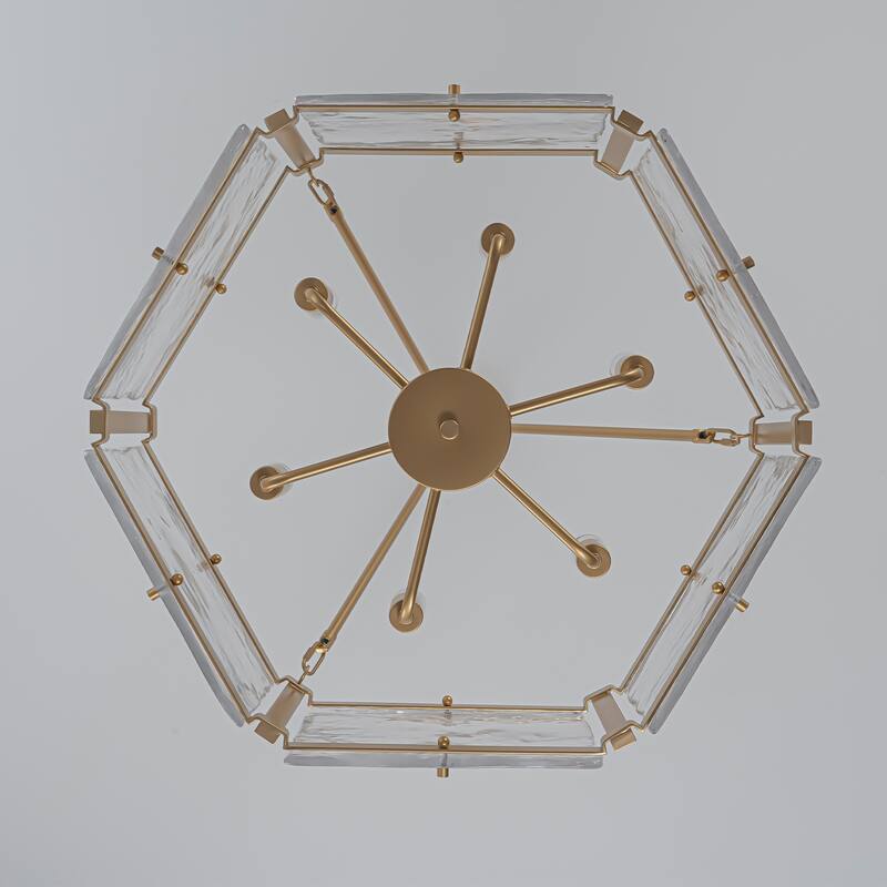 Black/Gold Glass Drum Chandeliers for Dining Room Living Room Entryway - W24.02"