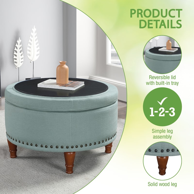 Gracewood Hollow Kuimba Storage Ottoman with Antique Nailheads