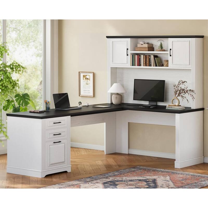Executive L Shaped Desk Office Desk Drawers Storage Drawers Cabinet