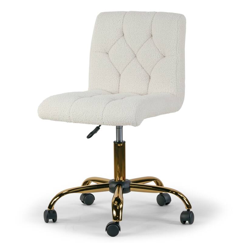 Aman Cream Boucle Upholstered Adjustable Height Swivel Office Chair