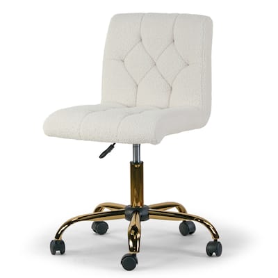 Aman Cream Boucle Upholstered Adjustable Height Swivel Office Chair