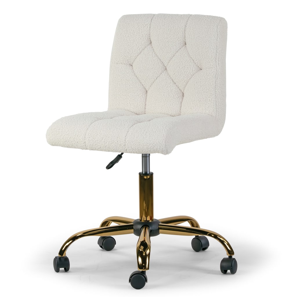 Aman Cream Boucle Upholstered Adjustable Height Swivel Office Chair