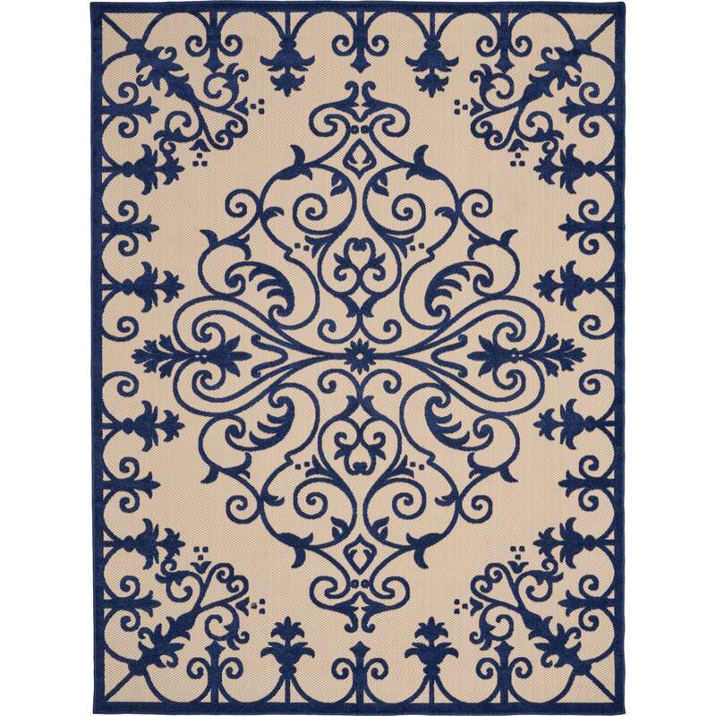 Nourison Aloha Modern Medallion Scroll Indoor / Outdoor Area Rug