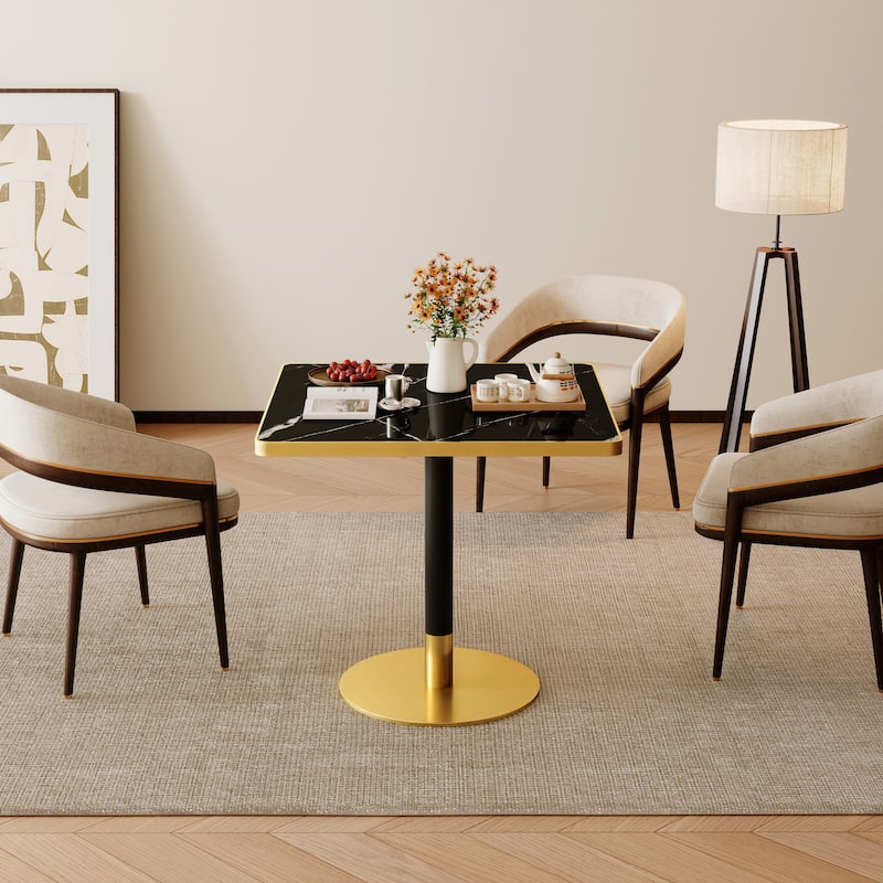 Square Modern Dinning Table 31.5 inches Bistro Table Tulip Table with Faux Marble top - Light Slate Grey